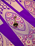 Purple Meenakari Satin Silk Handloom Banarasi Lehenga - Sacred Weaves