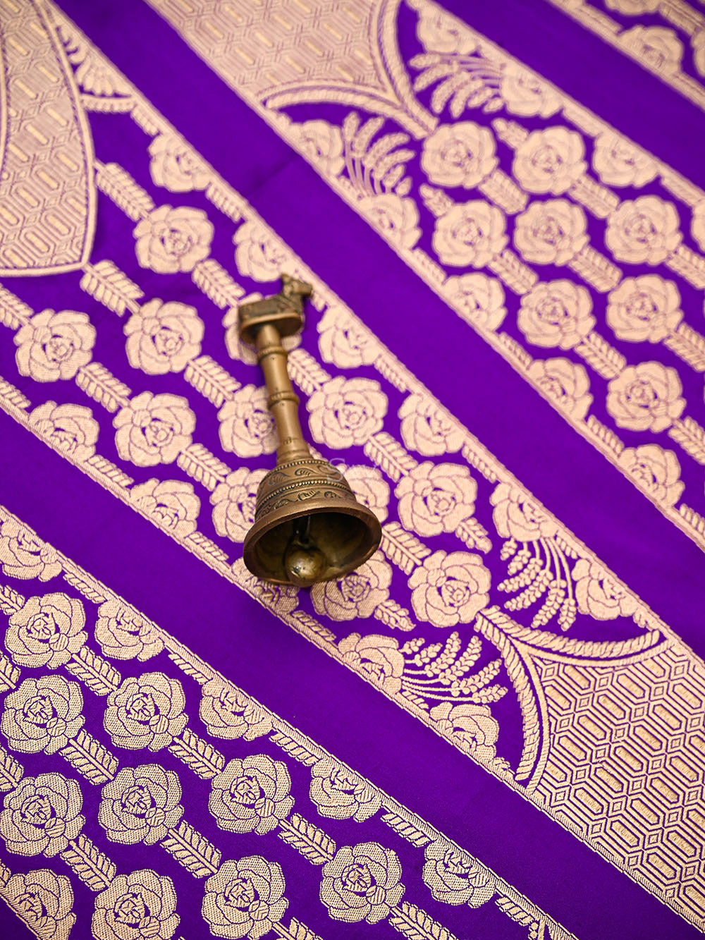 Purple Meenakari Satin Silk Handloom Banarasi Lehenga - Sacred Weaves