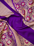Purple Meenakari Satin Silk Handloom Banarasi Lehenga - Sacred Weaves