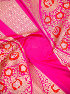 Magenta Meenakari Satin Silk Handloom Banarasi Lehenga - Sacred Weaves