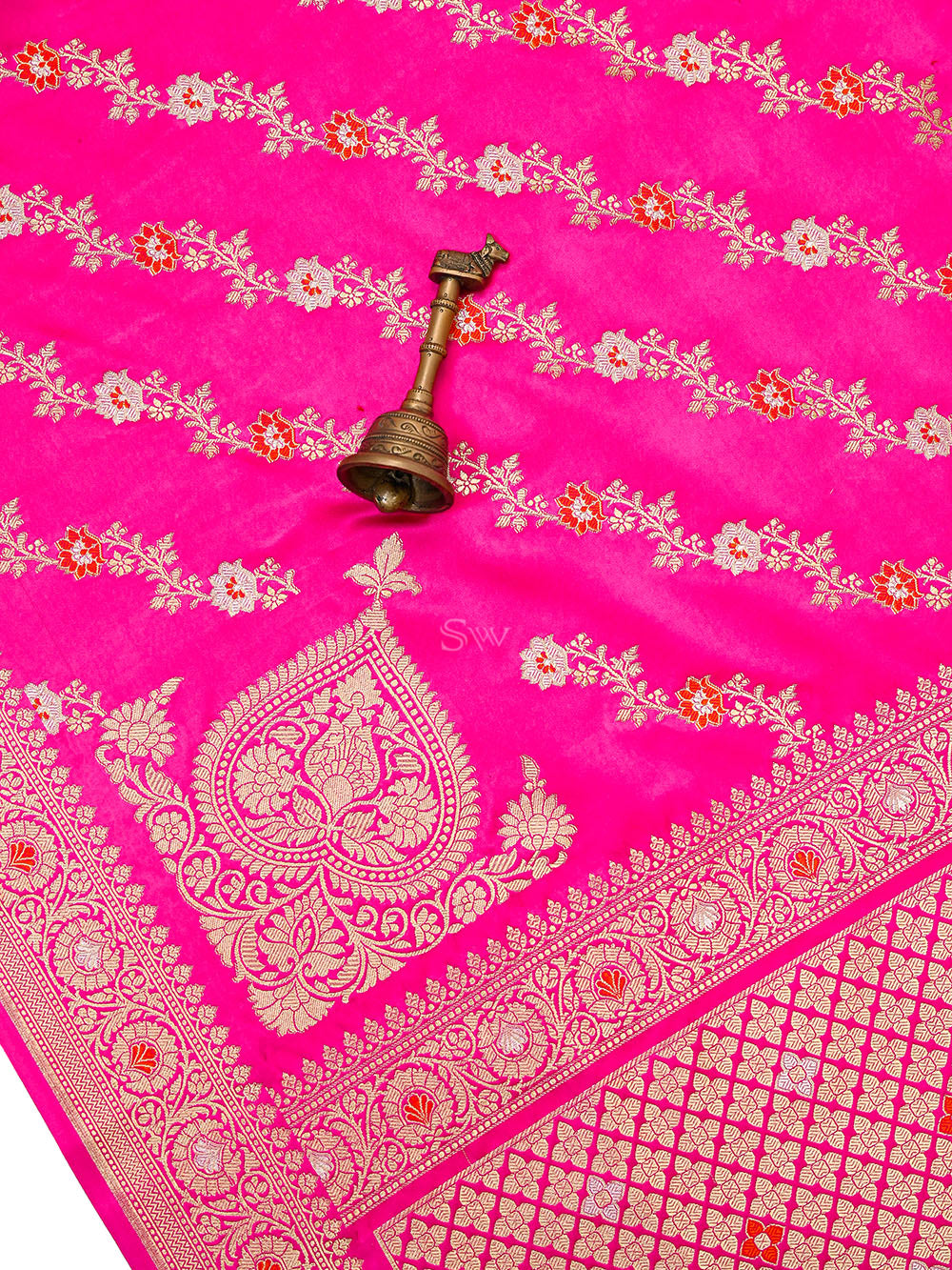Magenta Meenakari Satin Silk Handloom Banarasi Lehenga - Sacred Weaves