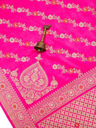 Magenta Meenakari Satin Silk Handloom Banarasi Lehenga - Sacred Weaves