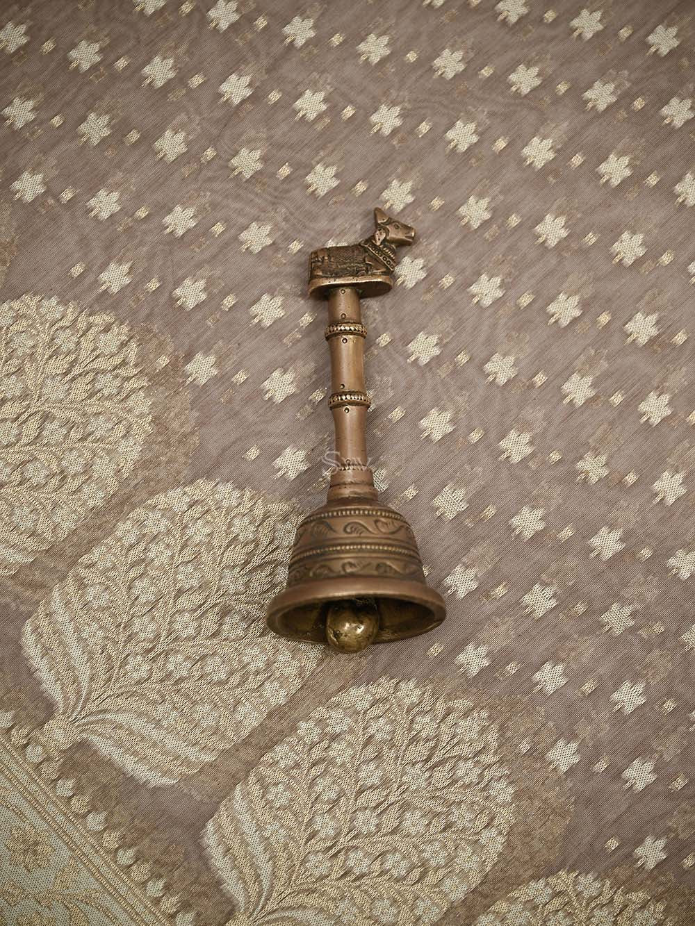 Light Brown Zari Cotton Saree - Sacred Weaves