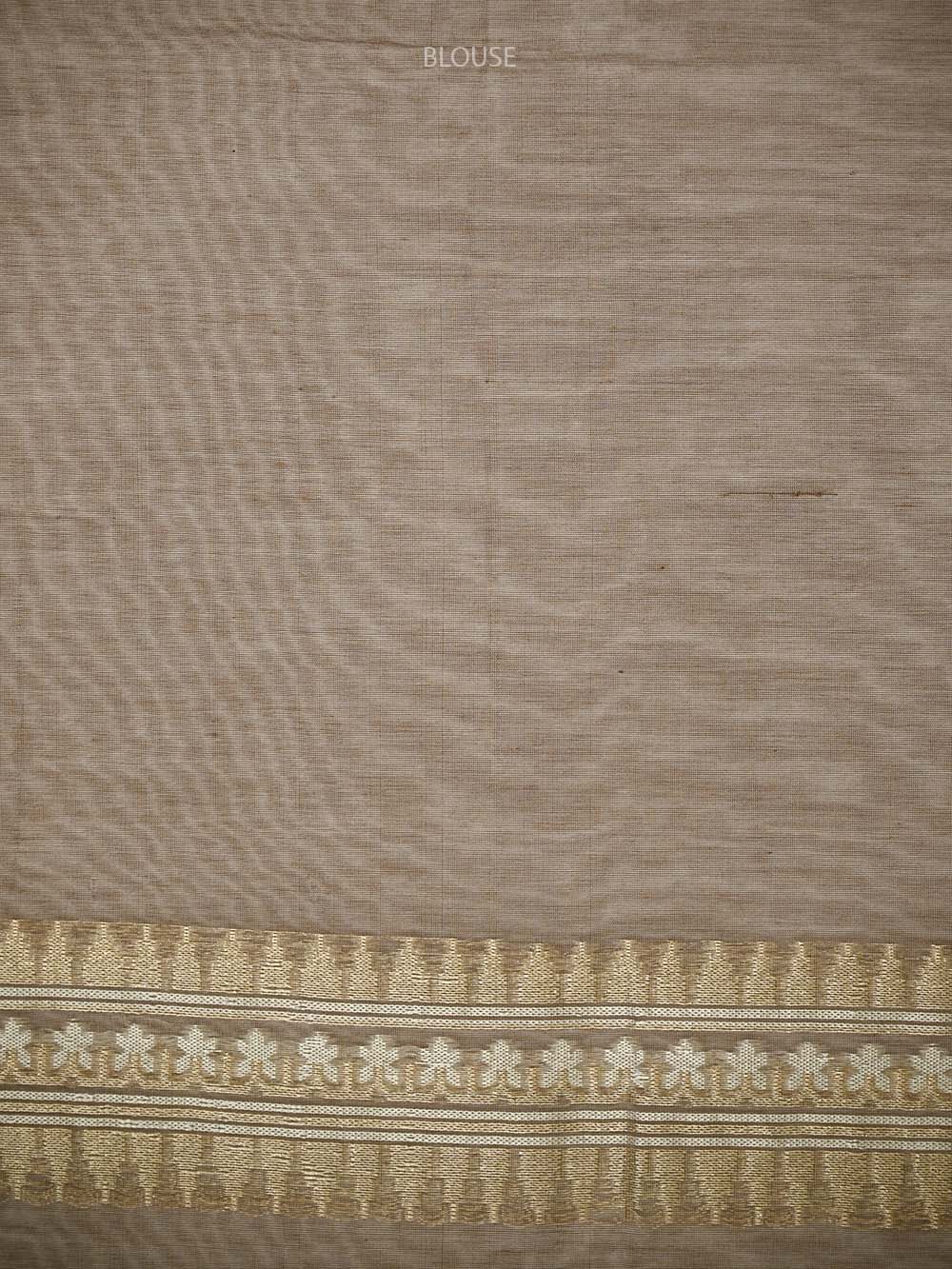 Light Brown Zari Cotton Saree - Sacred Weaves