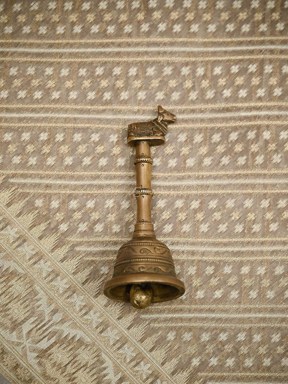Light Brown Zari Cotton Saree - Sacred Weaves