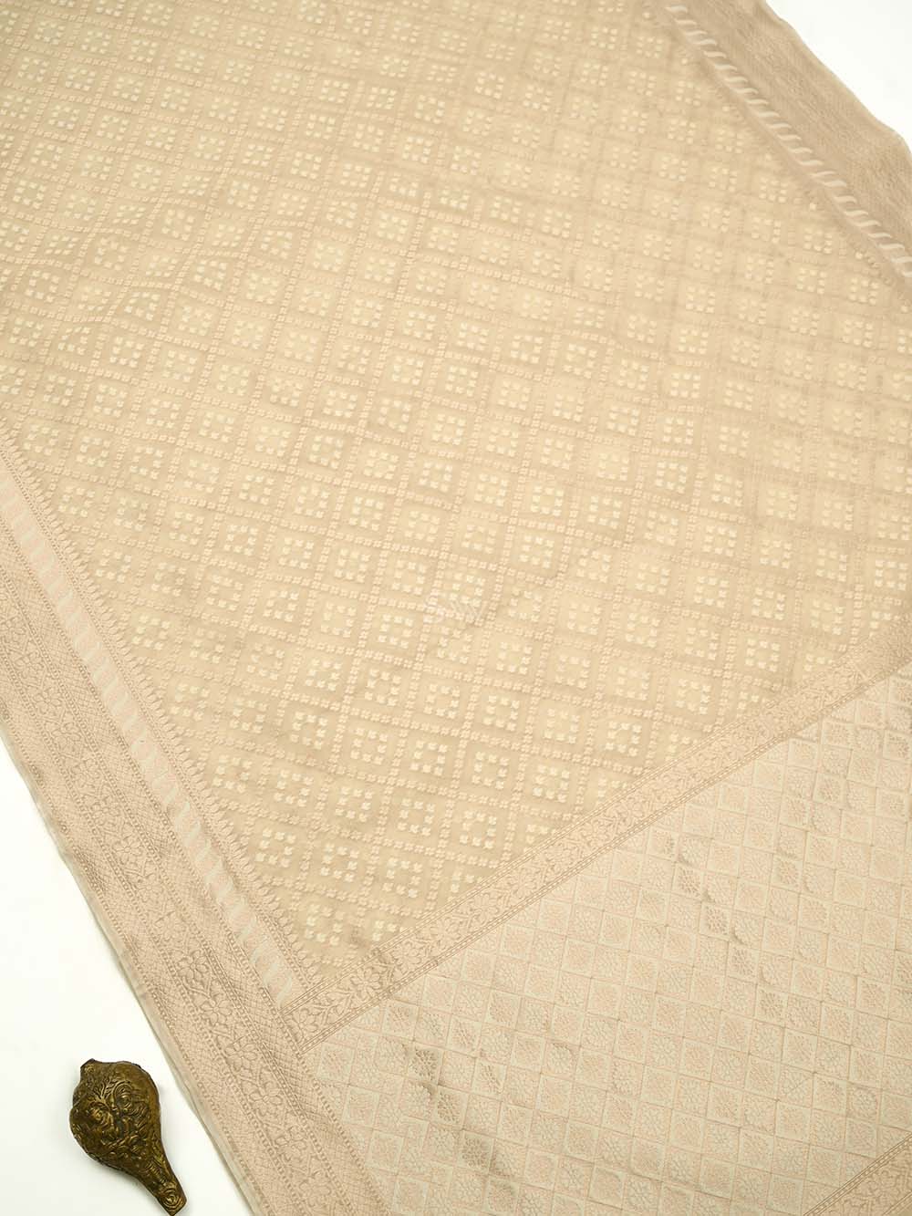 Cream Zari Cotton Saree - Sacred Weaves