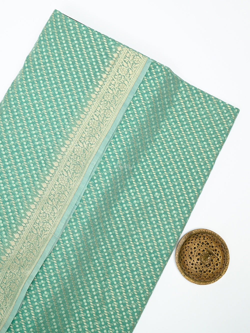 Aqua Blue Zari Cotton Saree - Sacred Weaves