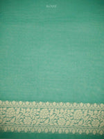 Aqua Blue Zari Cotton Saree - Sacred Weaves
