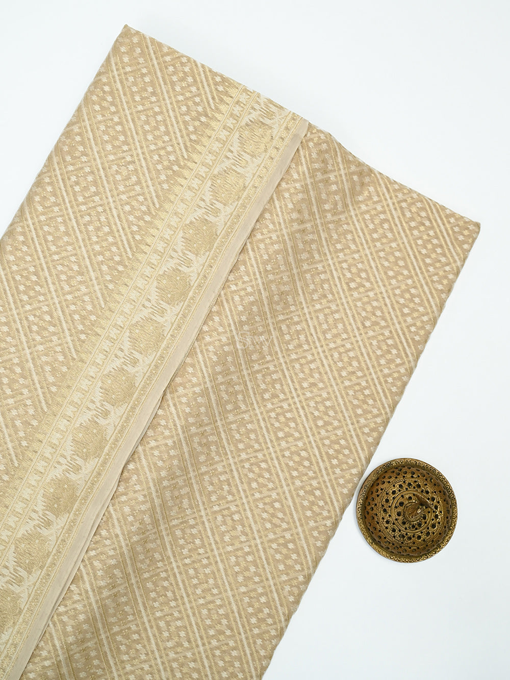 Cream Zari Cotton Saree - Sacred Weaves