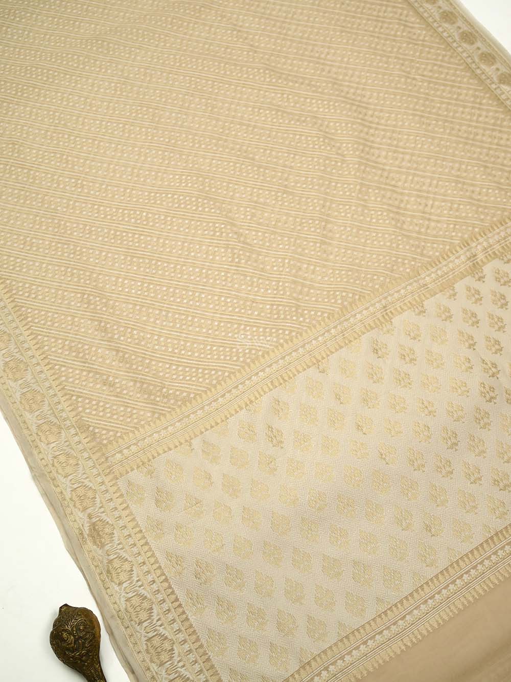 Cream Zari Cotton Saree - Sacred Weaves