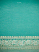 Aqua Blue Zari Cotton Saree - Sacred Weaves
