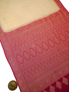 Dark Beige Pink Plain Crepe Silk Handloom Banarasi Saree - Sacred Weaves