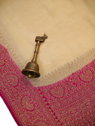 Dark Beige Pink Plain Crepe Silk Handloom Banarasi Saree - Sacred Weaves