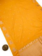 Mustard Floral Booti Pure Silk Handloom Banarasi Saree - Sacred Weaves