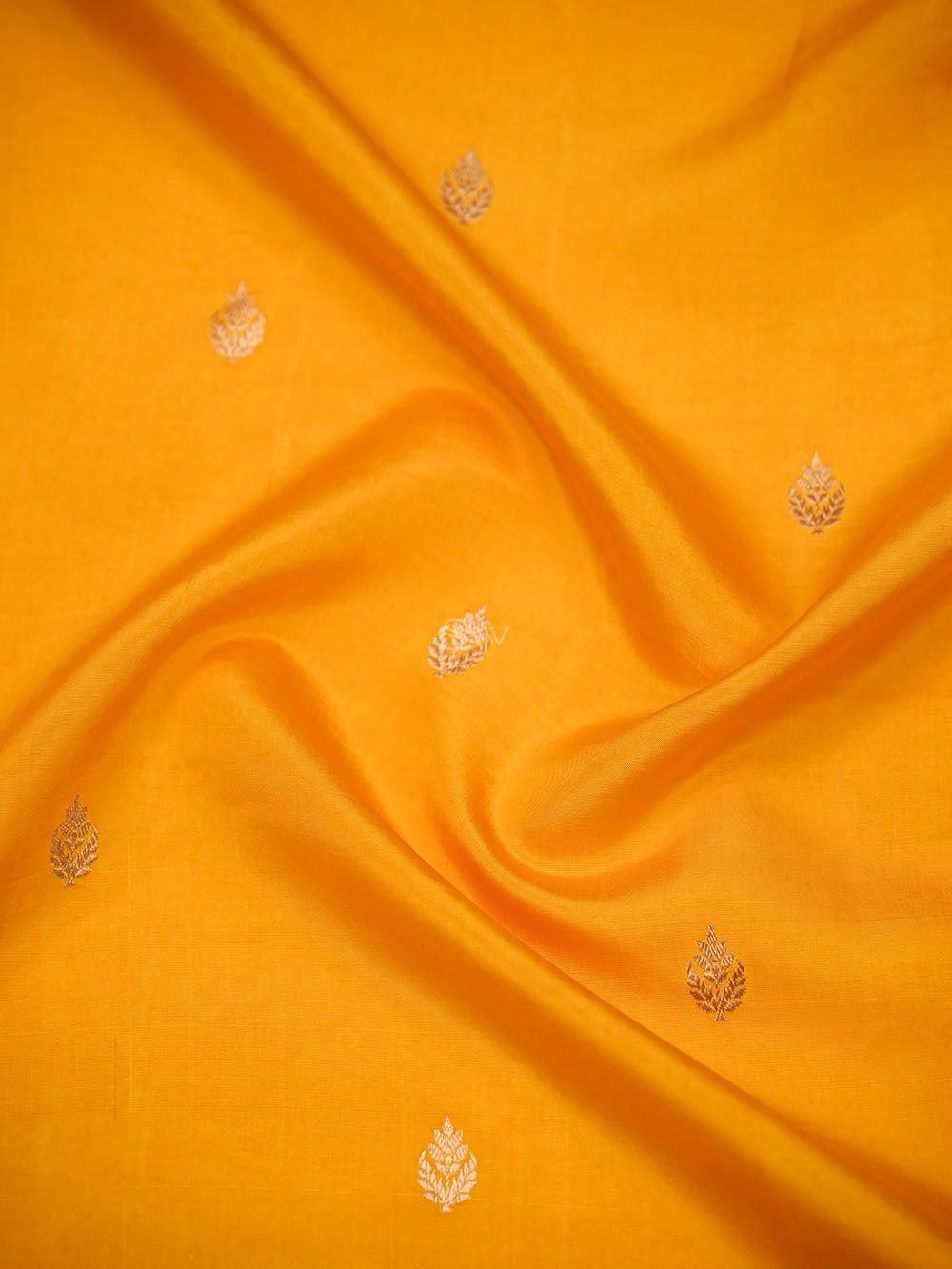 Mustard Floral Booti Pure Silk Handloom Banarasi Saree - Sacred Weaves