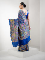 Midnight Blue Meenakari Bandhani Silk Handloom Banarasi Saree - Sacred Weaves