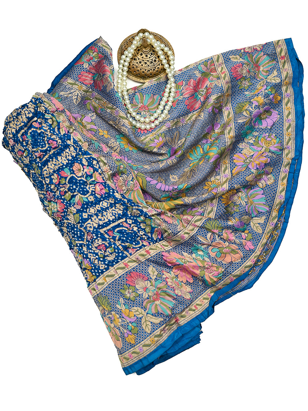 Midnight Blue Meenakari Bandhani Silk Handloom Banarasi Saree - Sacred Weaves