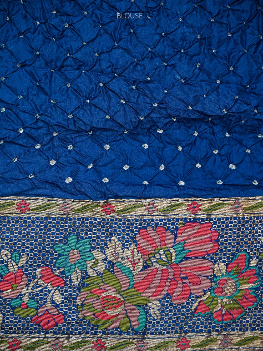 Midnight Blue Meenakari Bandhani Silk Handloom Banarasi Saree - Sacred Weaves