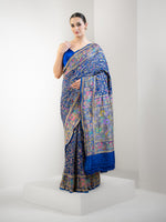 Midnight Blue Meenakari Bandhani Silk Handloom Banarasi Saree - Sacred Weaves