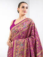 Magenta Meenakari Bandhani Silk Handloom Banarasi Saree - Sacred Weaves