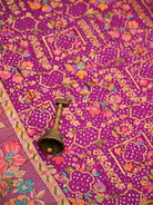 Magenta Meenakari Bandhani Silk Handloom Banarasi Saree - Sacred Weaves