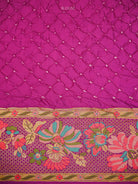 Magenta Meenakari Bandhani Silk Handloom Banarasi Saree - Sacred Weaves
