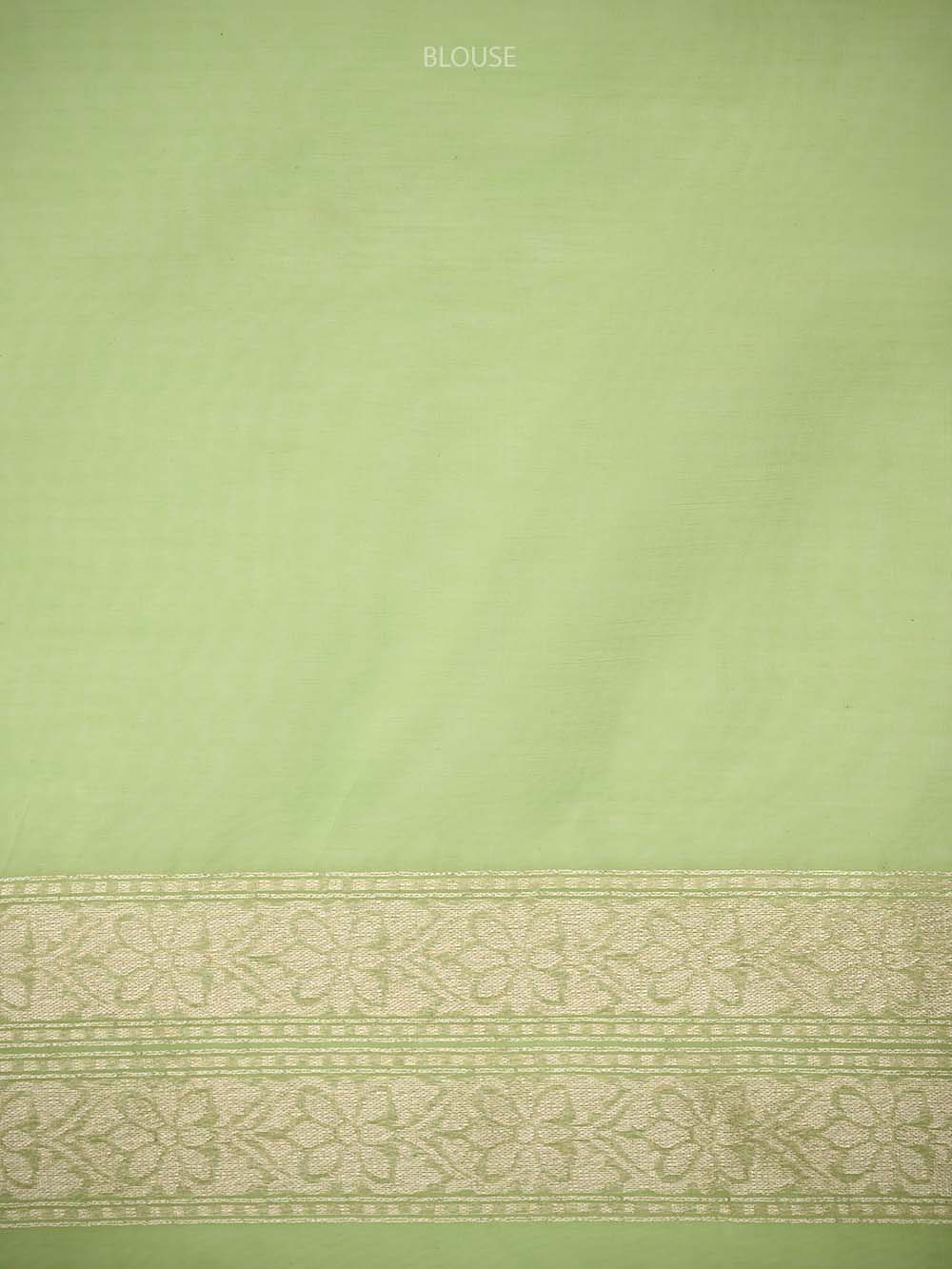 Sea Green Zari Cotton Saree - Sacred Weaves