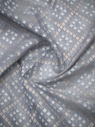Bluish Grey Zari Cotton Saree - Sacred Weaves