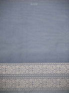 Bluish Grey Zari Cotton Saree - Sacred Weaves
