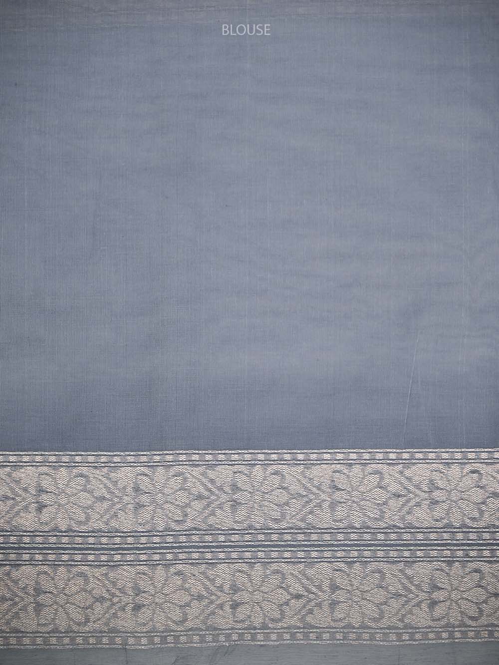 Bluish Grey Zari Cotton Saree - Sacred Weaves