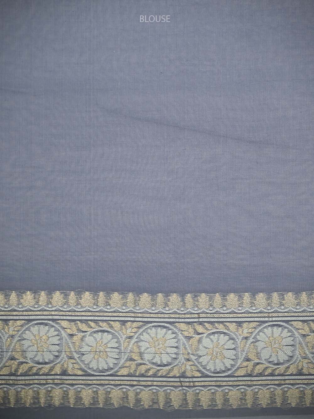 Light Grey Zari Cotton Saree - Sacred Weaves