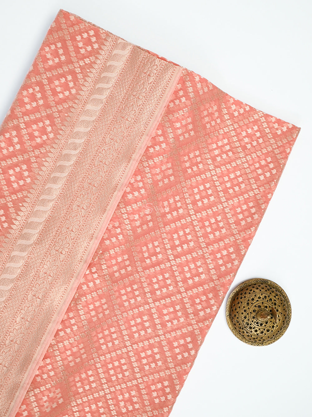 Pastel Pink Zari Cotton Saree - Sacred Weaves