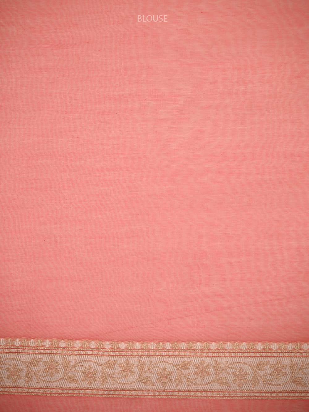 Pastel Peach Zari Cotton Saree - Sacred Weaves