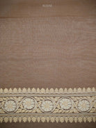Light Brown Zari Cotton Saree - Sacred Weaves