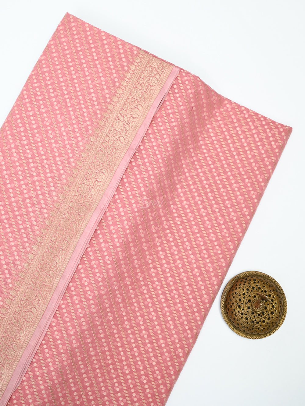 Pastel Pink Zari Cotton Saree - Sacred Weaves