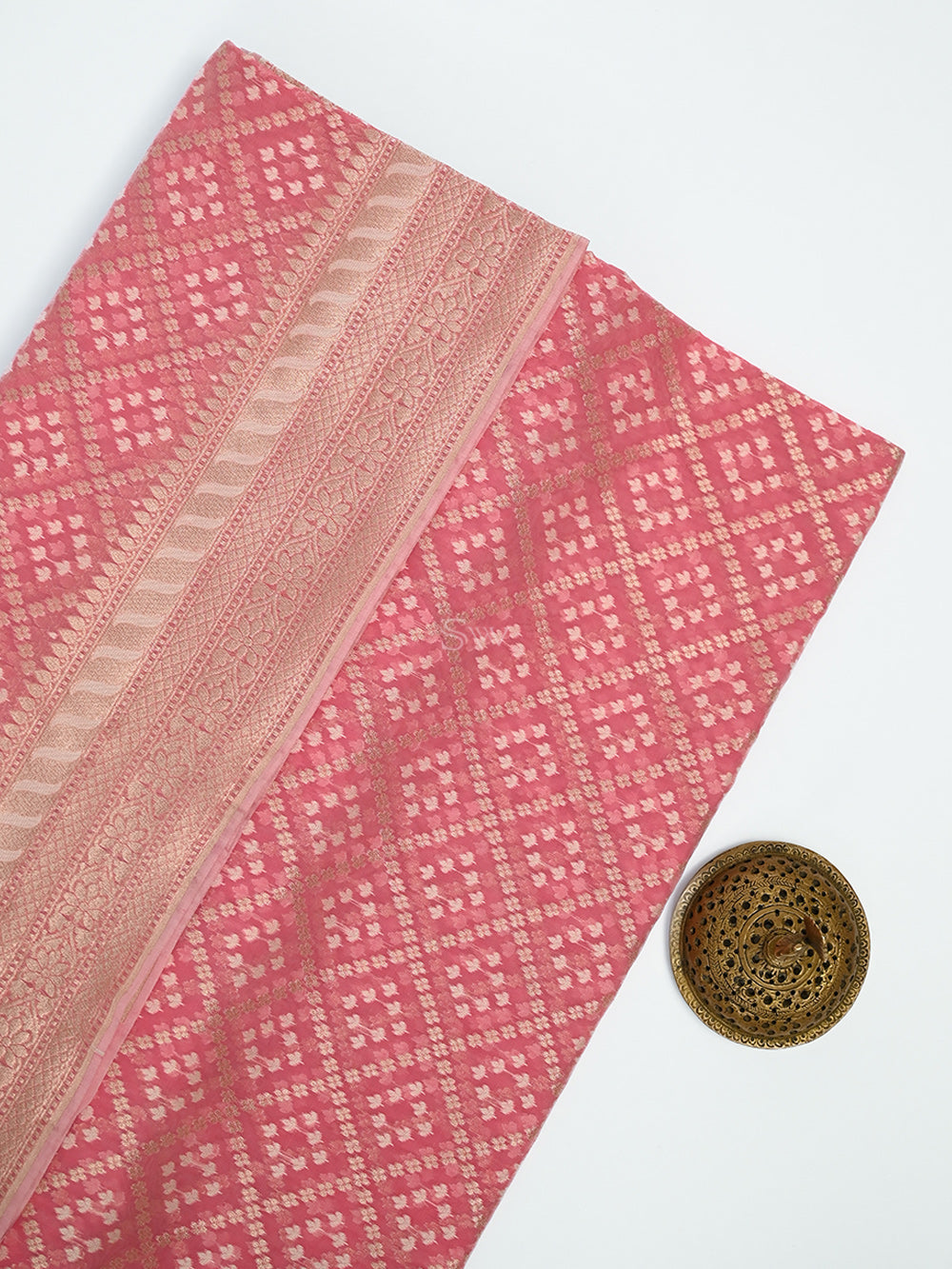 Pastel Pink Zari Cotton Saree - Sacred Weaves