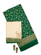 Green Jaal Crepe Silk Handloom Banarasi Suit - Sacred Weaves