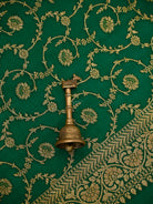 Green Jaal Crepe Silk Handloom Banarasi Suit - Sacred Weaves