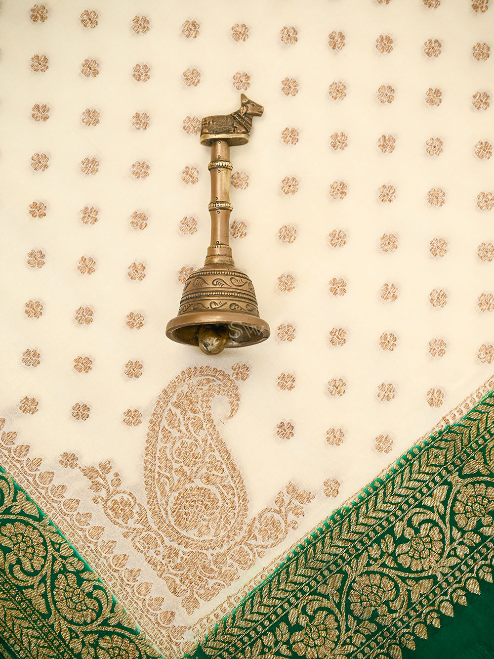 Green Jaal Crepe Silk Handloom Banarasi Suit - Sacred Weaves