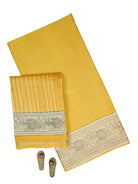Yellow Printed Chanderi Silk Handloom Banarasi Suit - Sacred Weaves