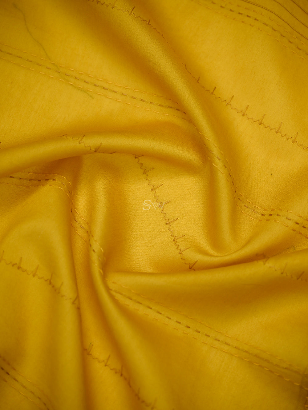 Yellow Printed Chanderi Silk Handloom Banarasi Suit - Sacred Weaves