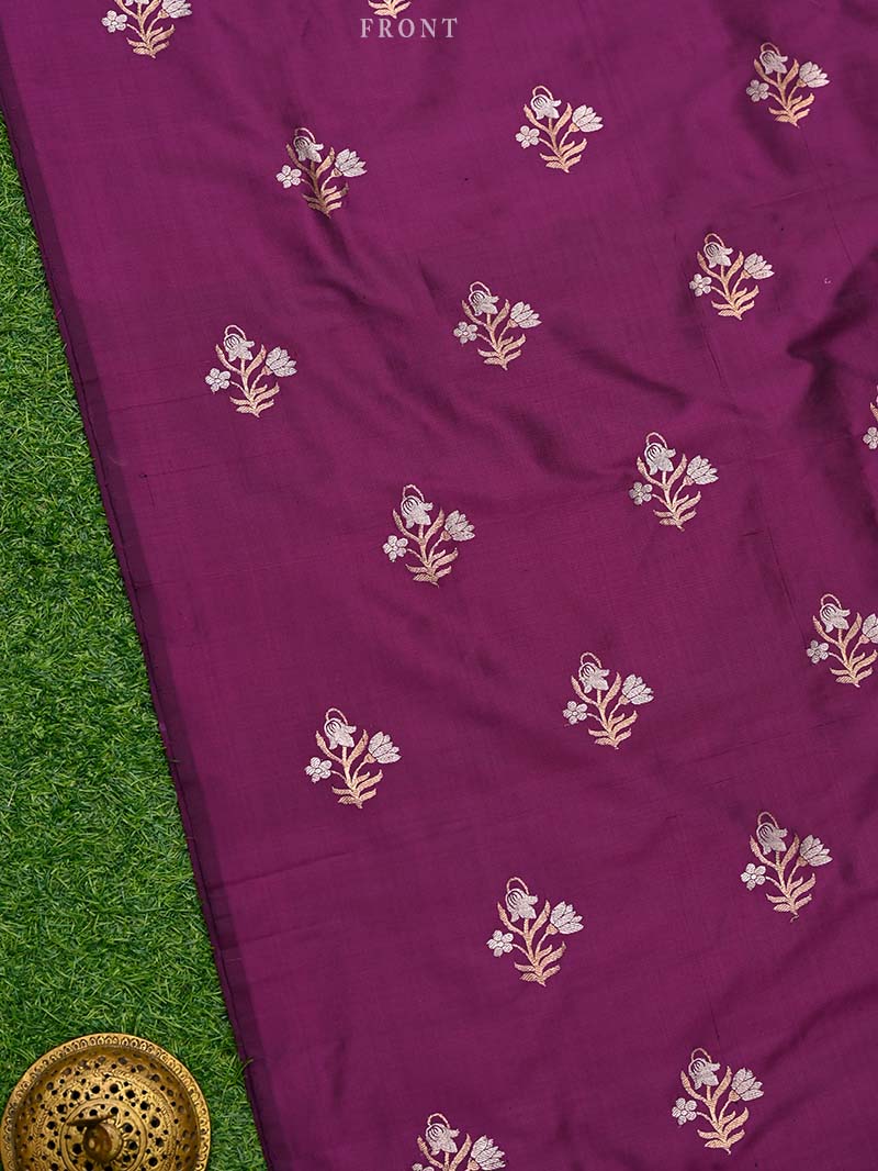 Wine Katan Silk Handloom Banarasi Suit - Sacred Weaves