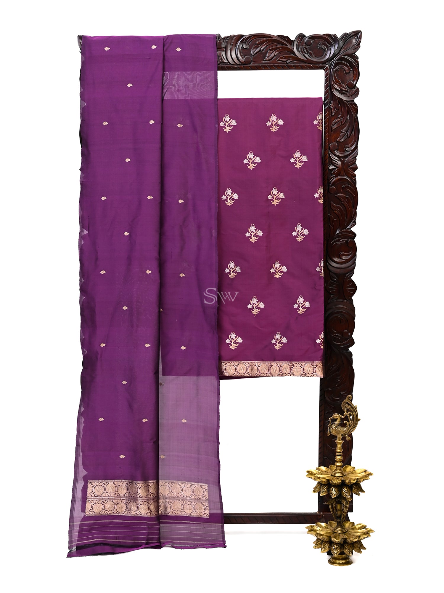 Wine Katan Silk Handloom Banarasi Suit - Sacred Weaves