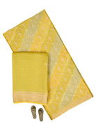 Yellow Booti Cotton Silk Handloom Banarasi Suit - Sacred Weaves