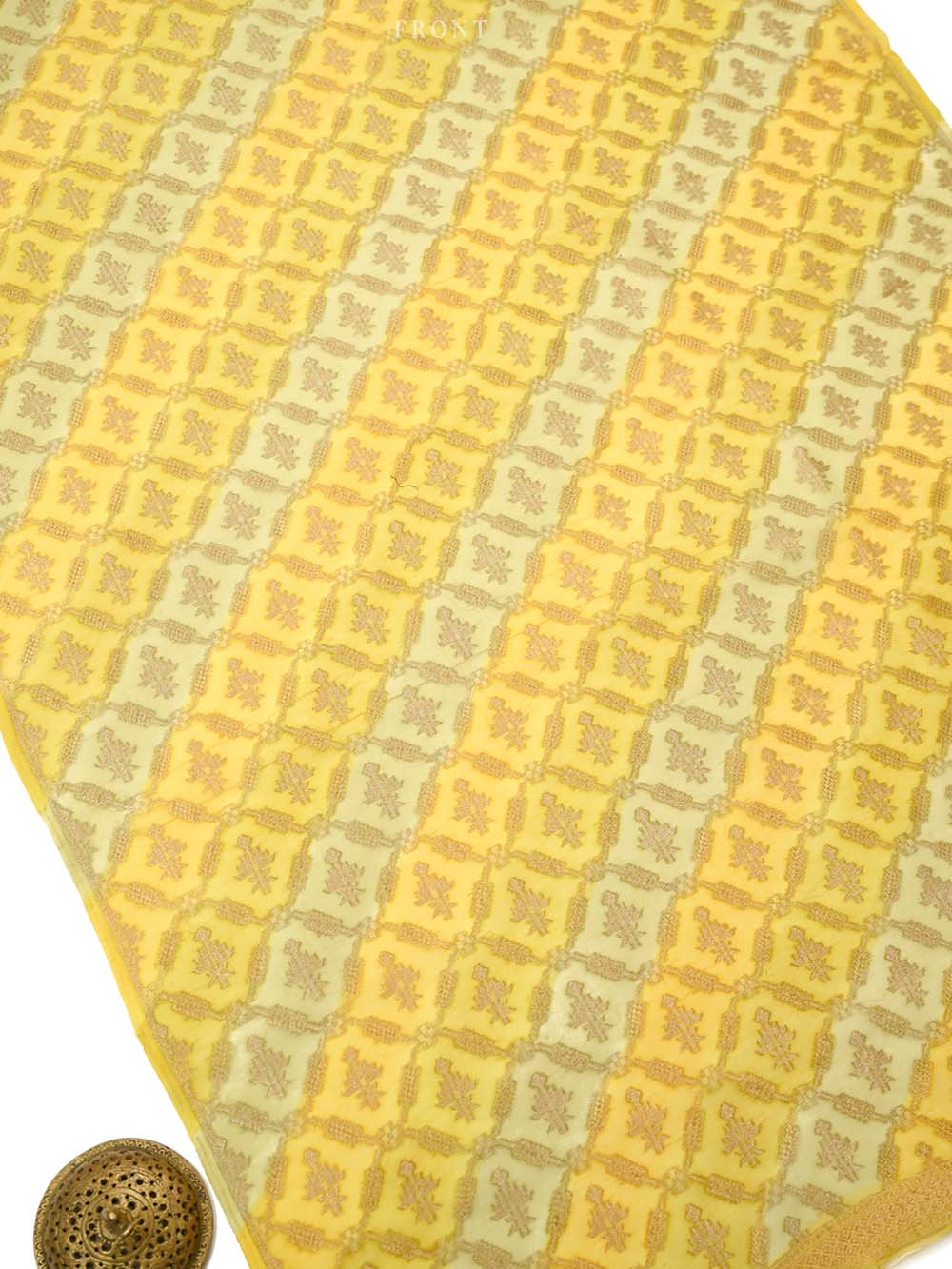 Yellow Booti Cotton Silk Handloom Banarasi Suit - Sacred Weaves