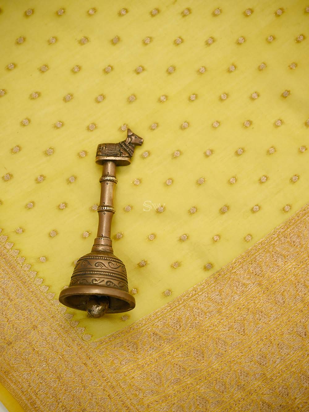 Yellow Booti Cotton Silk Handloom Banarasi Suit - Sacred Weaves