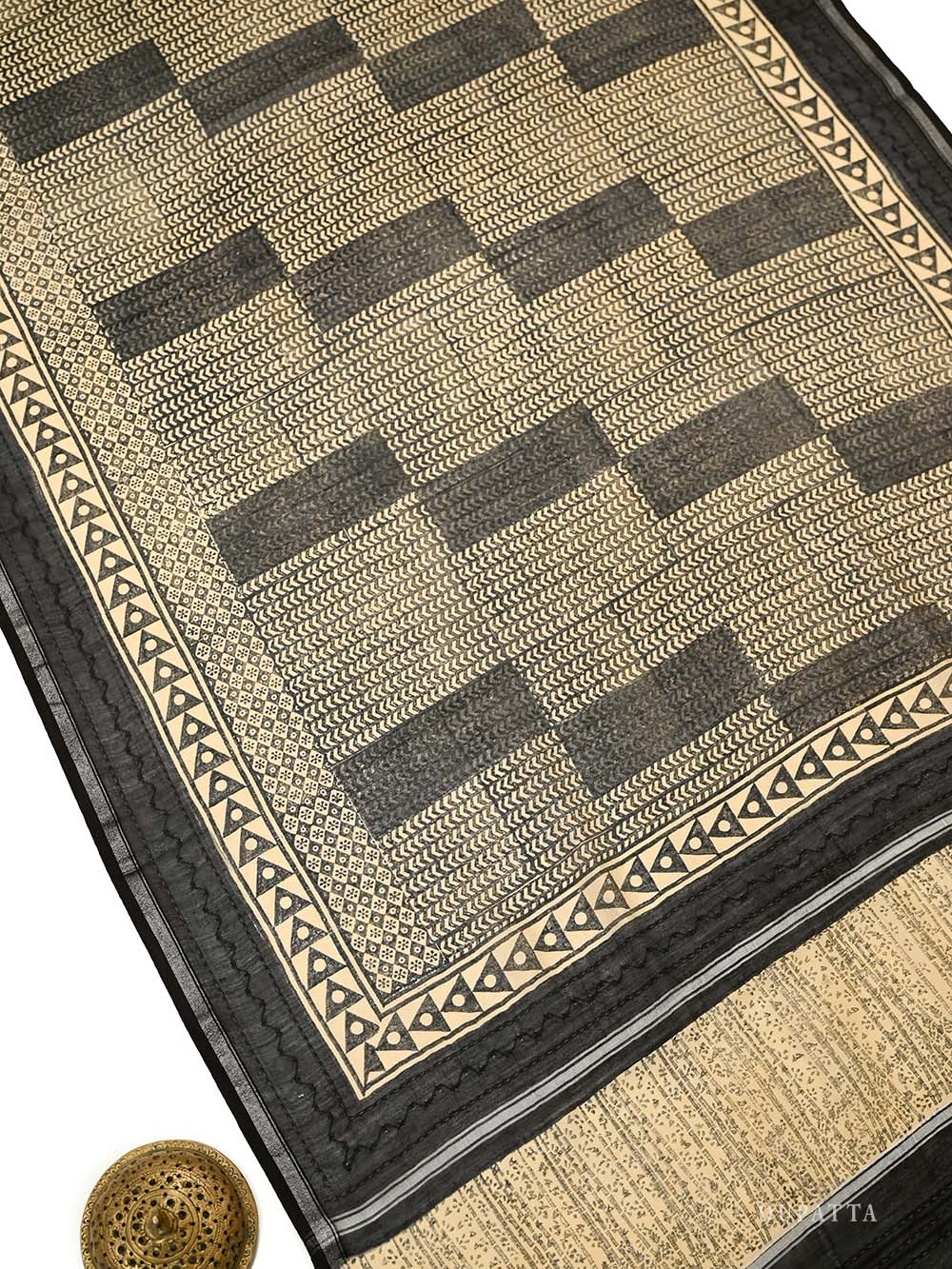 Black Printed Chanderi Silk Handloom Banarasi Suit - Sacred Weaves