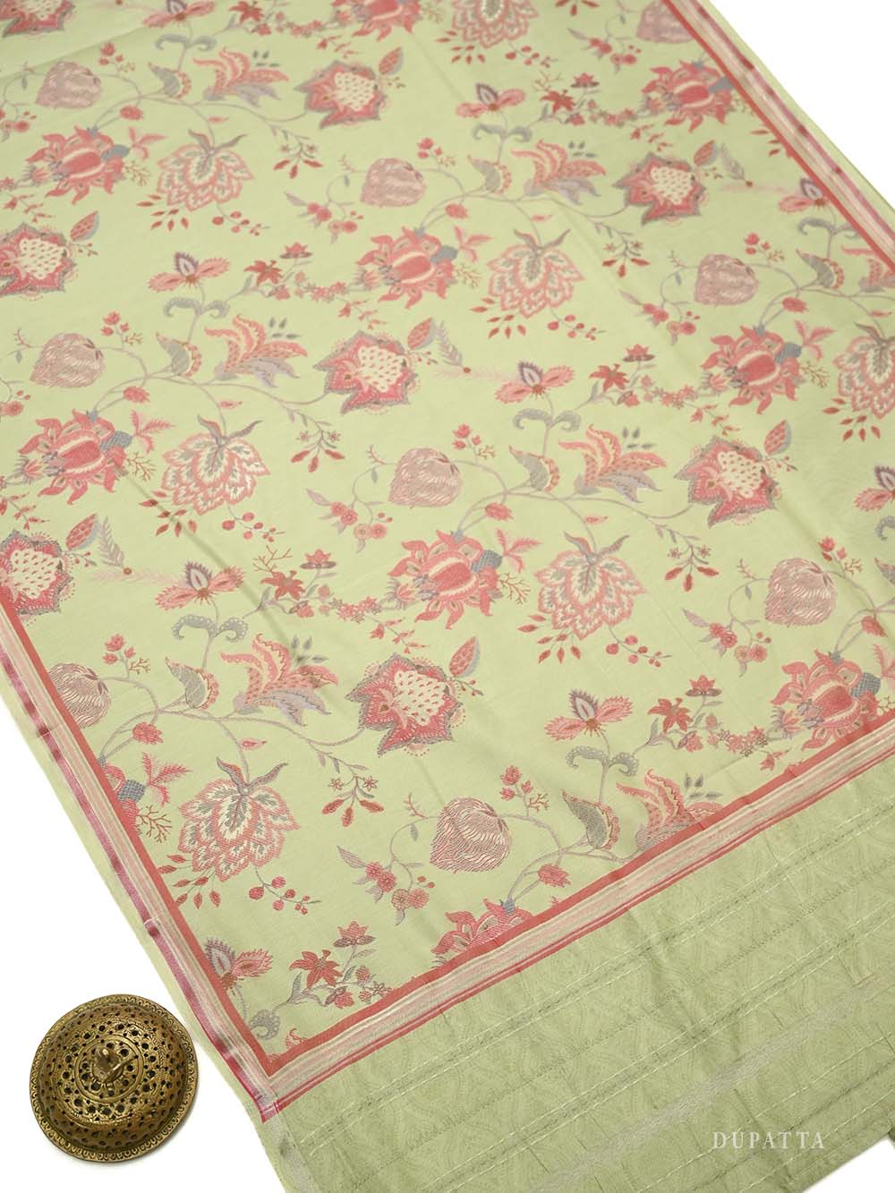 Pista Green Chanderi Silk Handloom Banarasi Suit - Sacred Weaves