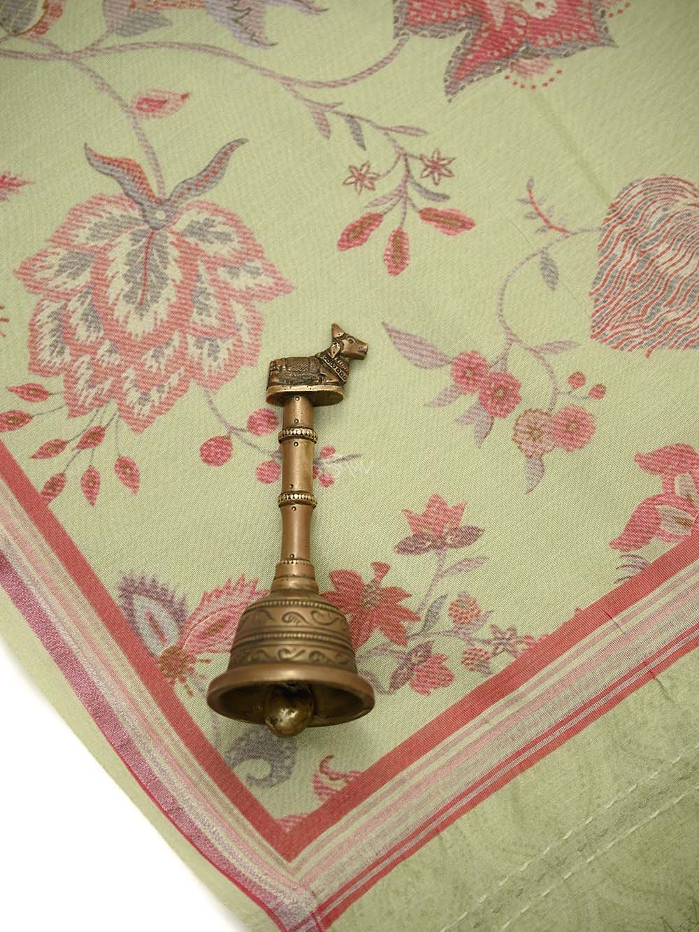Pista Green Chanderi Silk Handloom Banarasi Suit
