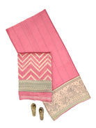 Pink Printed Chanderi Silk Handloom Banarasi Suit - Sacred Weaves